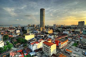 La Menara Komtar Complex, l'edificio più alto di Penang.